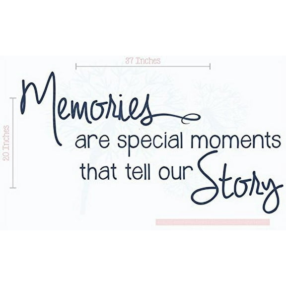 Memories Wall Quote - Tell Our Story – Family Vinyl Lettering Decor Stickers (Large) 37x20-Inch Deep Blue