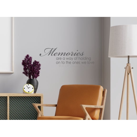 Memories Way Of Holding On To Ones We Love In Loving Memory Wall Decals - Adhesive Wall Lettering Vinyl Decal Sayings - Memorial Decor - In Memory of Decals - Memory Wall Decal, 23x7-Inch, StormGray