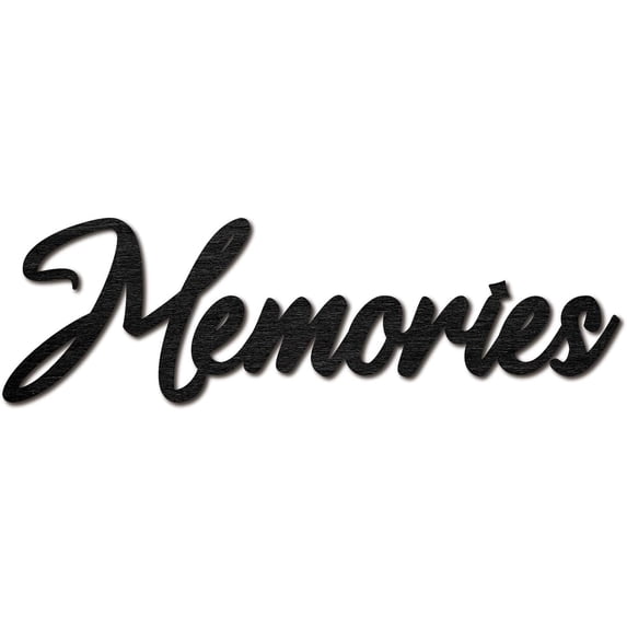Memories Word Cutout Sign Laser Cut Wood Letter Sign Black Wall Decor Unfinished Wooden Signs Wall Art Basswood Hanging Sculpture Decor for Crafts DIY Farmhouse Living Room 11.9x3.5Inch DIY