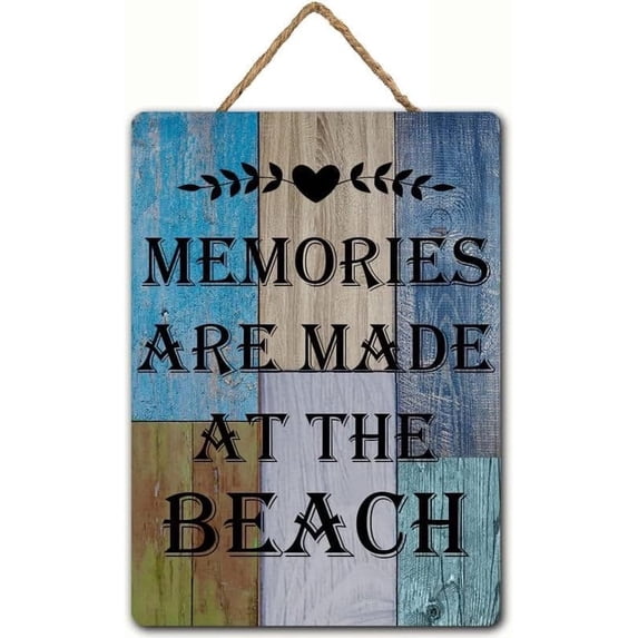 Memories are Made At The Beach Wooden Hanging Wall Art - 12 x 8 Inch ...