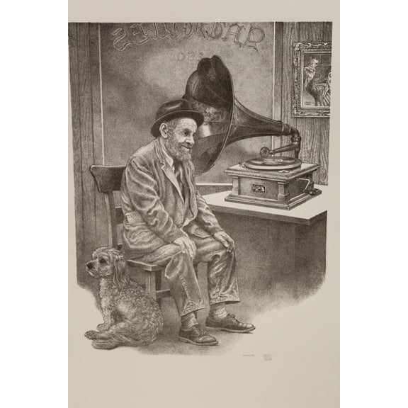 Memories by Emanuel Schary Black and White Lithograph 12 x 16