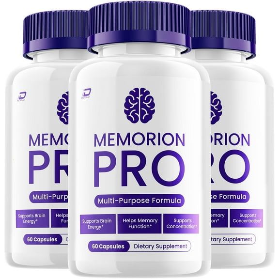 Memorion Pro Supplement Capsules – MemorionPro Natural Blend Memory Focus Pills, 3 Pack, 180 Capsules