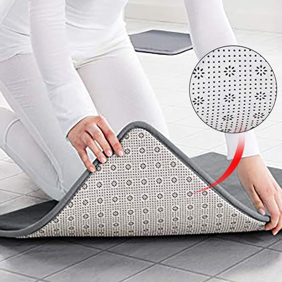 Memory Bath Mat, Anti-Slip Absorbent Shower Rug, 36x22 Inches, Machine Washable, Point Plastic Bottom