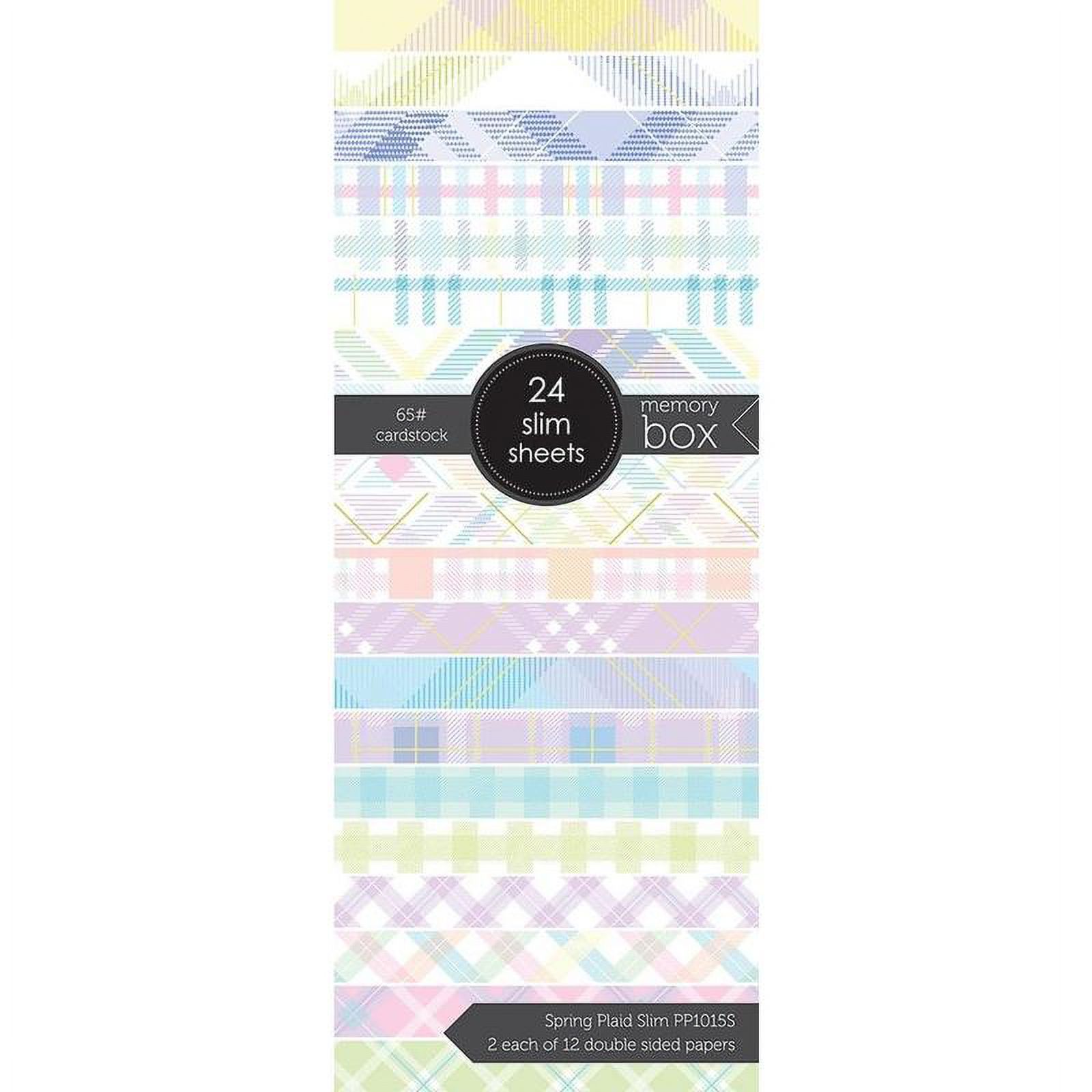 Memory Box Paper Pad 3.5"X8.5" 24/PkgSpring Plaid Slim W/Gold Foil