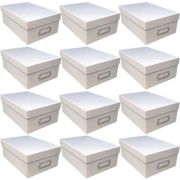 Simply Tidy White Memory Box - Store and Organize Photos, Keepsakes, DVD and CDs, Acid Free - Bulk 12 Pack