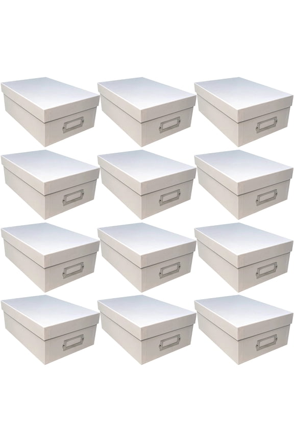 Simply Tidy White Memory Box - Store and Organize Photos, Keepsakes, DVD and CDs, Acid Free - Bulk 12 Pack