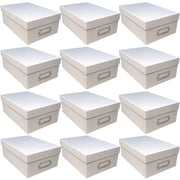 Simply Tidy White Memory Box - Store and Organize Photos, Keepsakes, DVD and CDs, Acid Free - Bulk 12 Pack