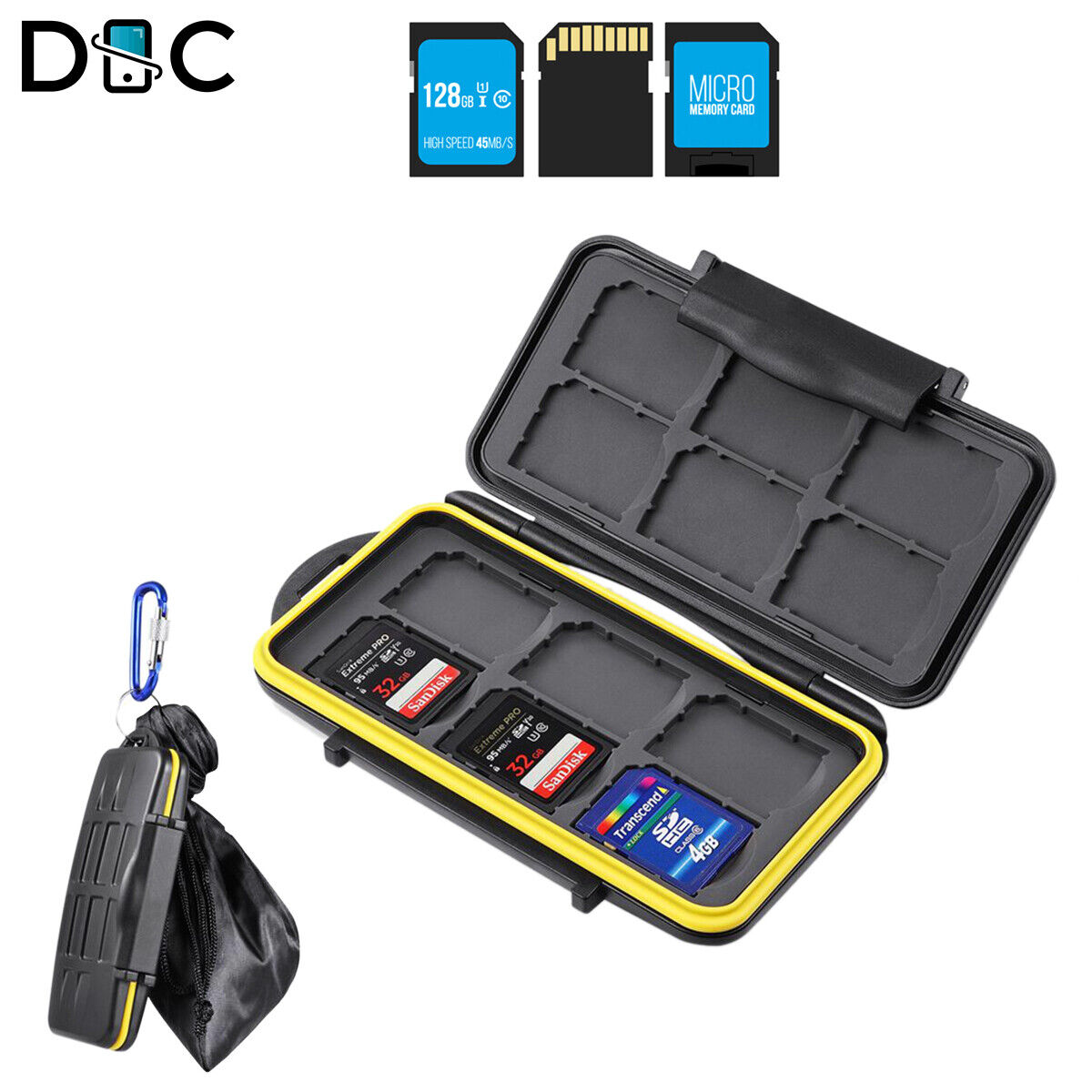 LYNCA Memory Card Holder Case - 36 Slot Water-Resistant Storage For 12 SD Cards & 24 Micro SD/TF Cards