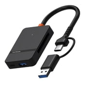 Memory Card Reader, 6 in1 USB 3.0 and USB-C to SD Micro SD MS CF Card Reader Adapter, 4 Cards Simultaneously Read and Write, Compatible with iPhone 17 Series, MacBook Pro/Air 2023, and More