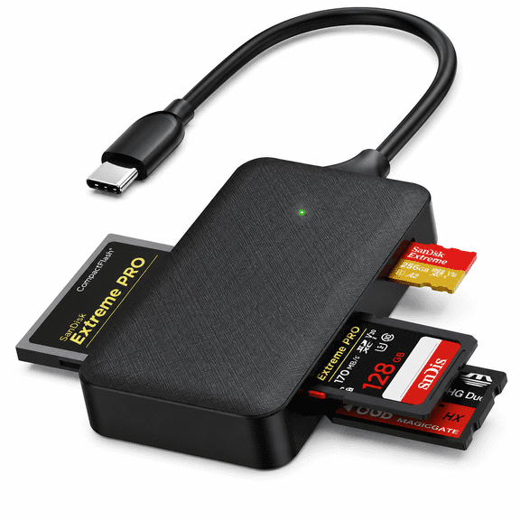 Memory Card Reader, Acuvar 4in1 USB USB-C to SD Micro SD MS CF Card Reader Adapter Compatible with iPhone 15 Pro/Max, MacBook Pro/Air 2023, iPad Pro, iMac, S23, XPS 17, Surface Book 3 and More