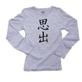 thumbnail image 1 of Memory - Chinese / Japanese Asian Kanji Characters Women's Long Sleeve Grey T-Shirt, 1 of 2