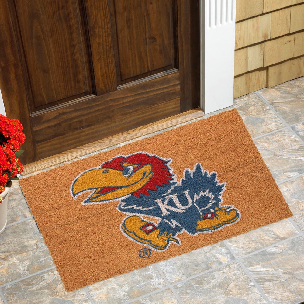 Memory Company LLC Colored Logo Door Mat NCAA KANSAS JAYHAWKS