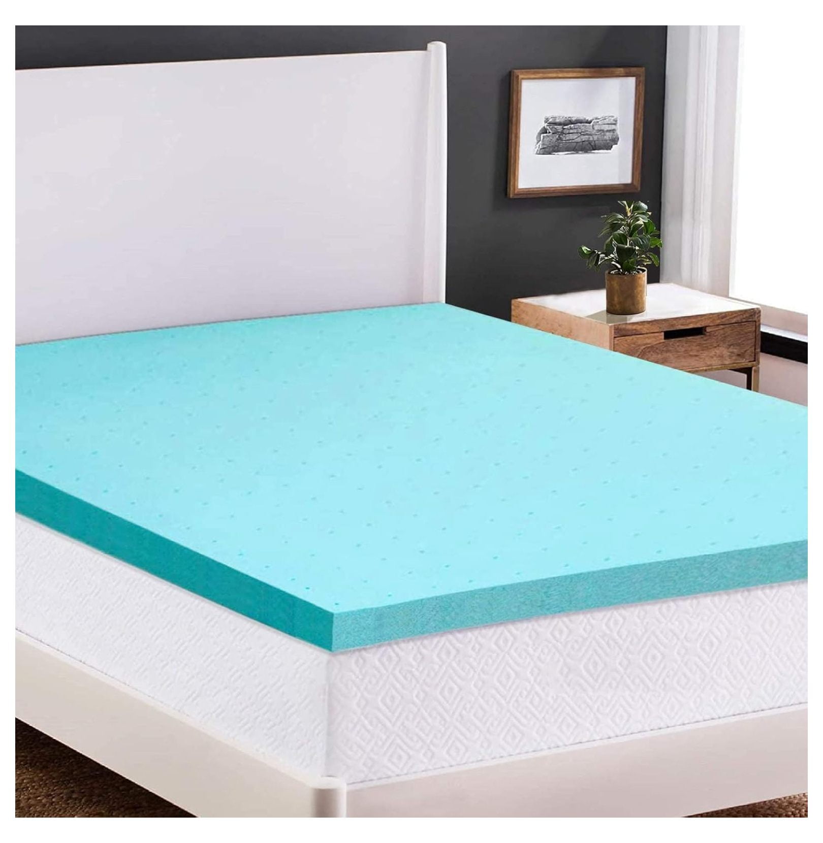Memory Foam 3 Inch Queen Mattress Topper Mattress Pad, Gel Infused Soft