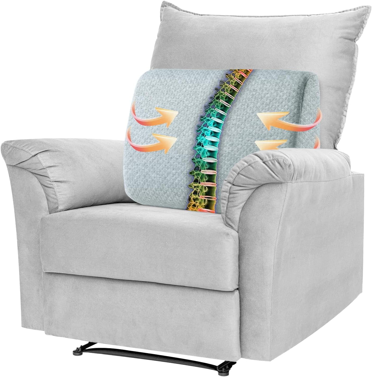 Memory Foam Back Support Cushion For Recliner Chair Lumbar Support Pillow For Elderly Extra Large Lumbar Support Pillow With Extension Straps Light Grey Walmart