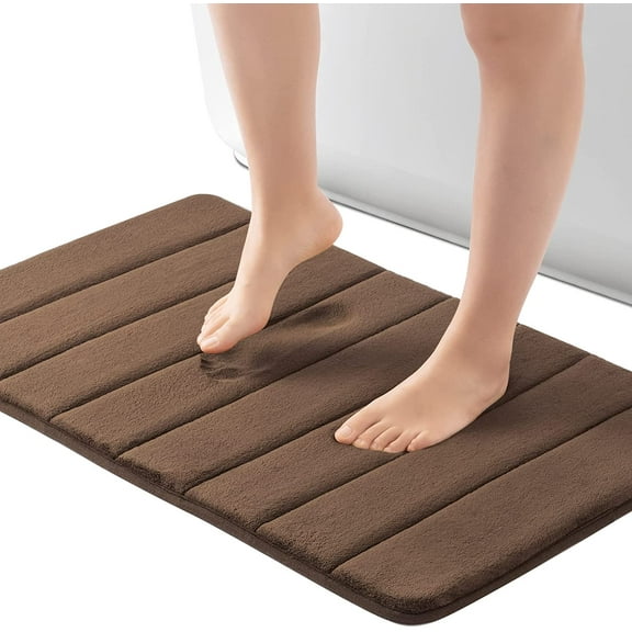 Memory Foam Bath Mat 16” x 24”,Water Absorbent Shower Mat,Ultra Soft and Non-Slip Bathroom Rugs,Thick Bath Rugs with PVC Backing,Ultra Soft Bathroom Rugs for Floor & Tub