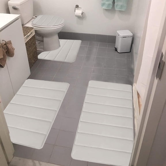 Memory Foam Bath Mat 4 Pcs Bathroom Rugs Set Soft Comfortable Water Absorption Non-Slip Thick Bath Mat