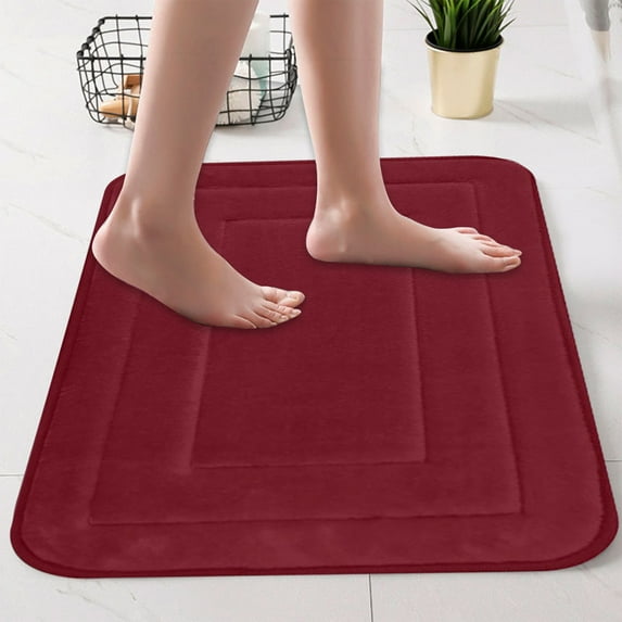 Memory Foam Bath Mat - Bathroom Water-Absorbing Door Mat, Dry Entry Mat For Shower Room, Solid Color Non-Slip Rug For Toilet Entrance