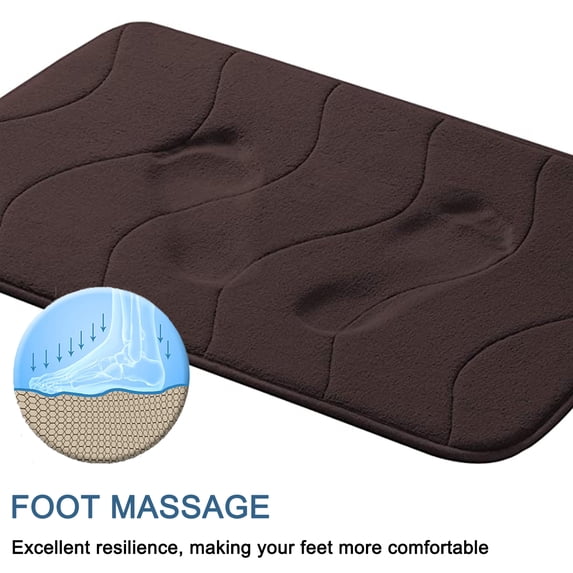 Memory Foam Bath Mat, Brown Bathroom Rugs Non Slip, PVC Dot Bottom Quick Dry Bath Rug Runner, Absorbent Shower Mat for Bathroom Floor Tub, 20 x 32 Inch