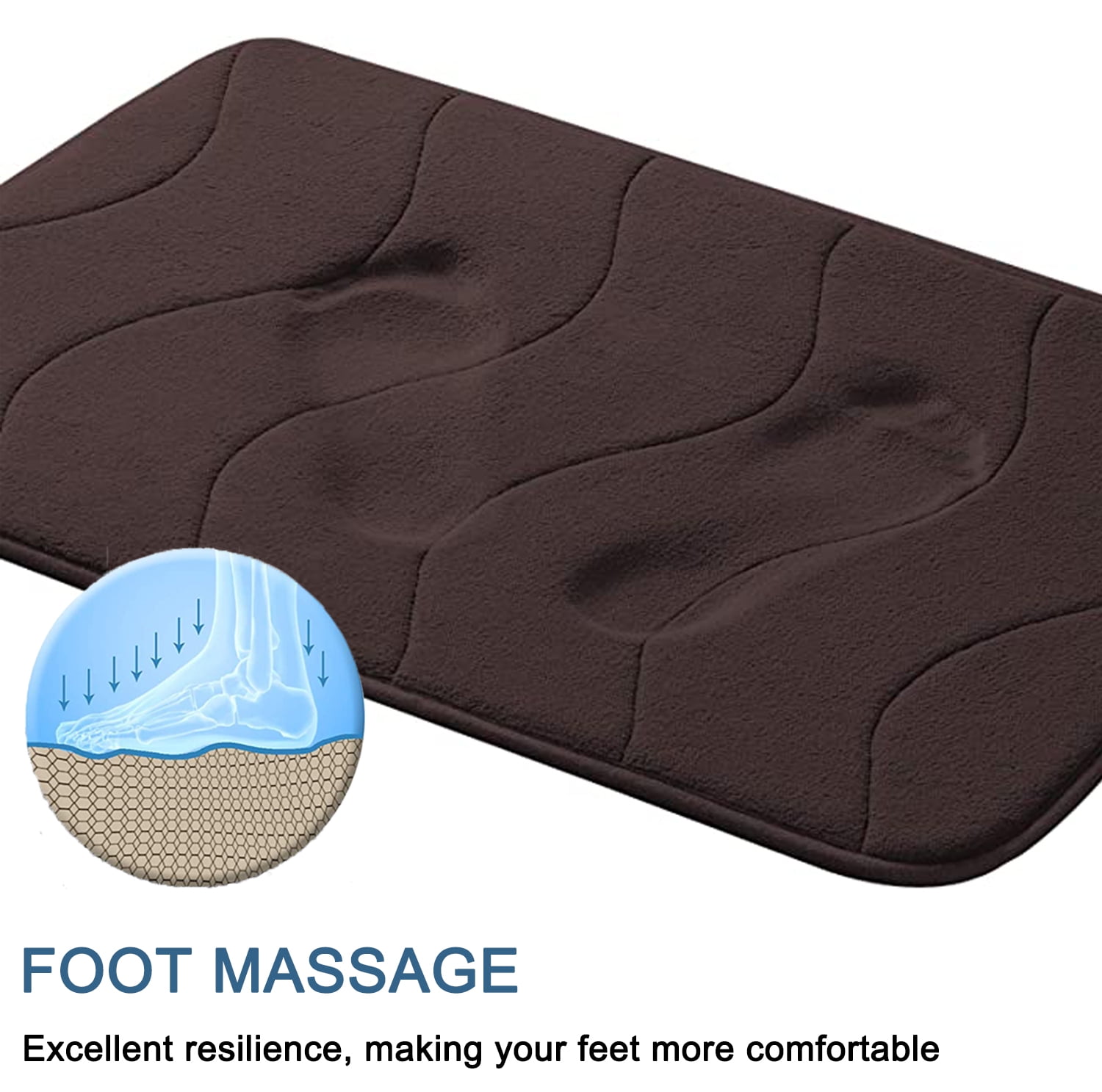 Memory Foam Bath Mat, Brown Bathroom Rugs Non Slip, PVC Dot Bottom ...