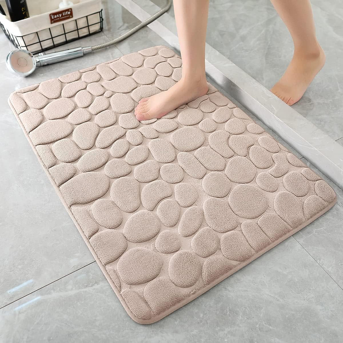 Memory Foam Bath Mat Cobblestone Bathroom Rugs Super Water Absorbent Bath Mats for Bathroom Machine Washable Bath Rugs