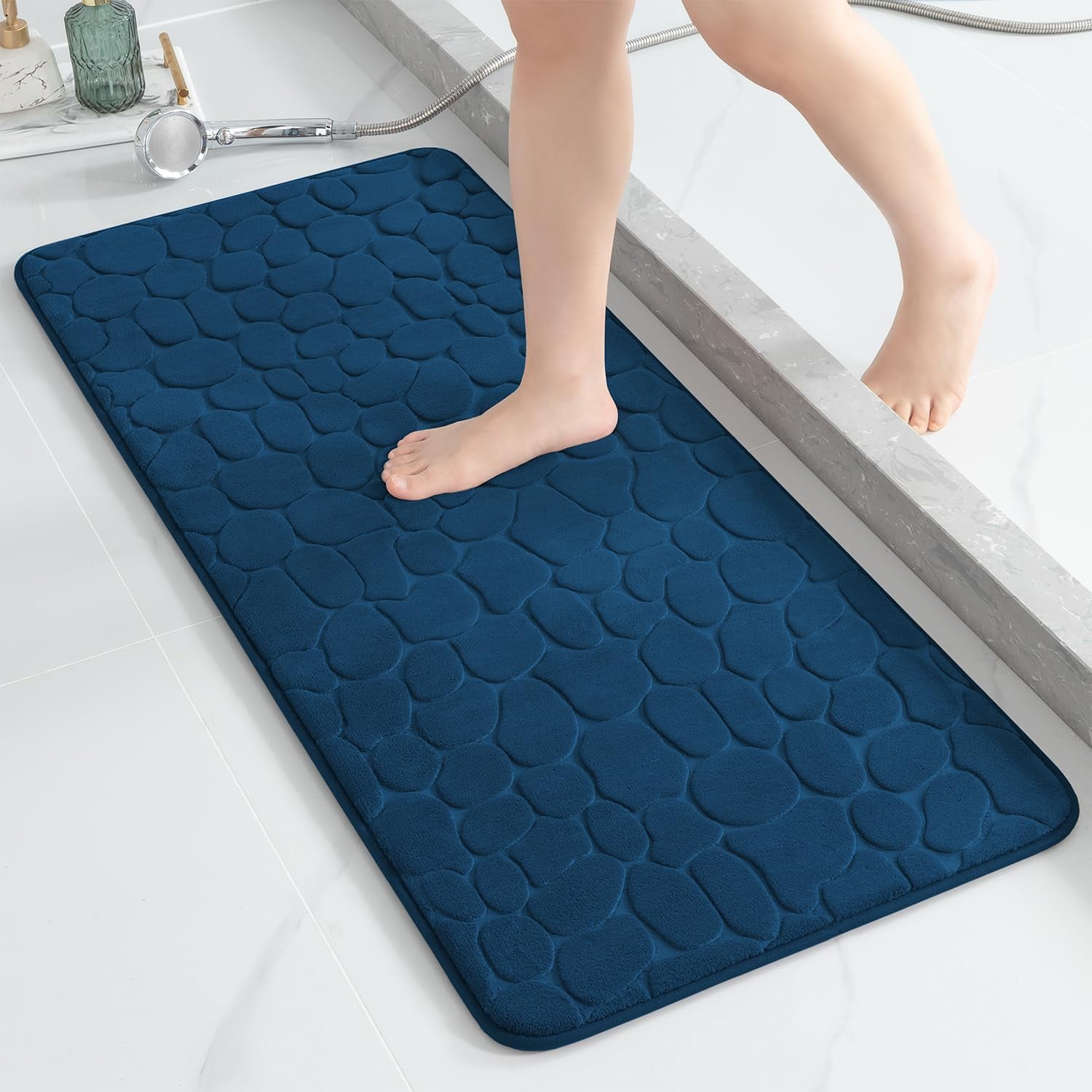 Memory Foam Bath Mat Cobblestone Bathroom Rugs Super Water Absorbent Bath Mats for Bathroom Machine Washable Bath Rugs