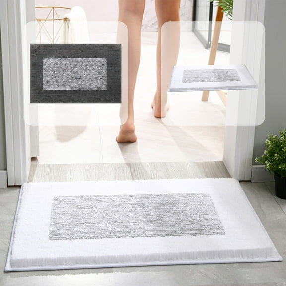 Memory Foam Bath Mat with Cobblestone Design, Super Soft & Quick-Dry Bathroom Rugs, Machine Washable Non-Slip Absorbent Floor Mat for Bathroom Shower Tub, 16x24 Inch, White by PALIFEUR