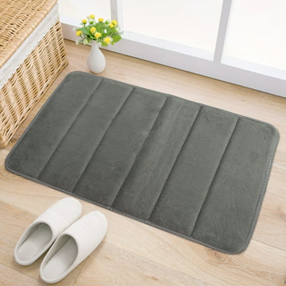 Memory Foam Bath Mat Coral Velvet Super Water Absorbent Polyster Soft Shaggy Anti-Slide For Bathroom Floor Rug - 24"x16"