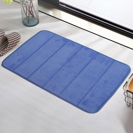 Memory Foam Bath Mat Coral Velvet Super Water Absorbent Polyster Soft Shaggy Anti-Slide For Bathroom Floor Rug - 24"x16"