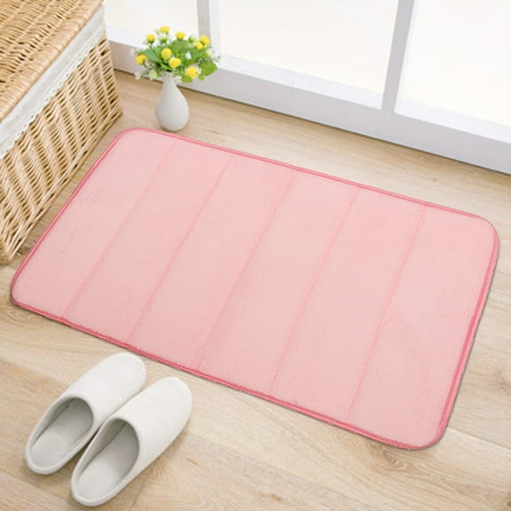 Memory Foam Bath Mat Coral Velvet Super Water Absorbent Polyster Soft Shaggy Anti-Slide For Bathroom Floor Rug - 24"x16"