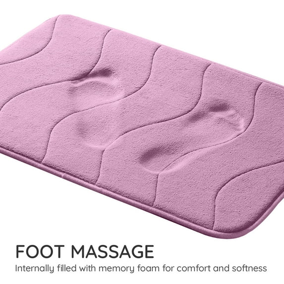 Memory Foam Bath Mat, Large Bathroom Rugs Non Slip, PVC Dot Bottom Quick Dry Bath Rug Runner, Absorbent Shower Mat for Bathroom Floor Tub, 20 x 32 Inch, Purple