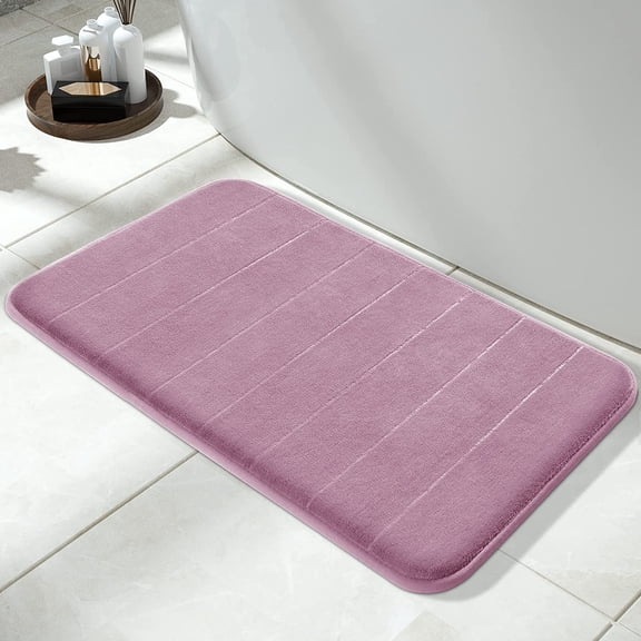 Memory Foam Bath Mat Large Size, 31.5 x 19.8 Inches,Soft and Comfortable, Super Water Absorption, Non-Slip, Thick, Machine Wash, Easier to Dry for Bathroom Floor Rug, Mauve