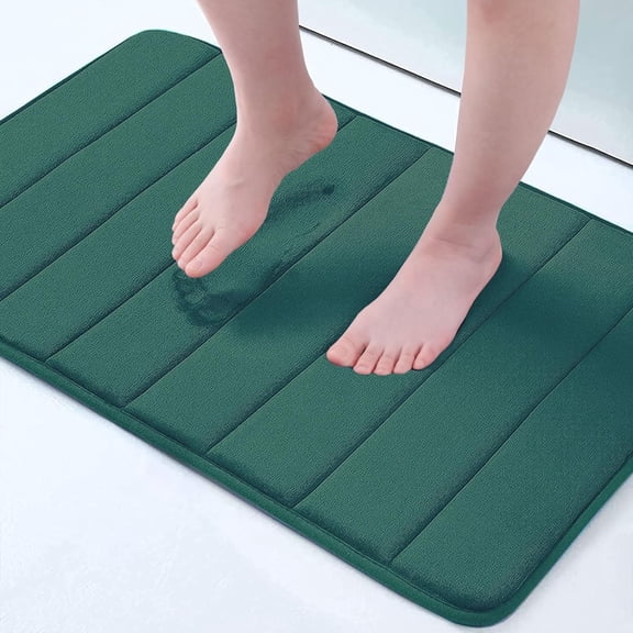 Memory Foam Bath Mat Rug, 24" x 16", Ultra Soft and Non-Slip Bathroom Rugs, Water Absorbent and Machine Washable Bath Rug for Bathroom, Shower, and Tub, Dark Green