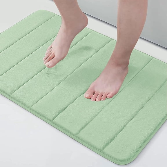 Memory Foam Bath Mat Rug, 24" x 16", Ultra Soft and Non-Slip Bathroom Rugs, Water Absorbent and Machine Washable Bath Rug for Bathroom, Shower, and Tub, Sage Green