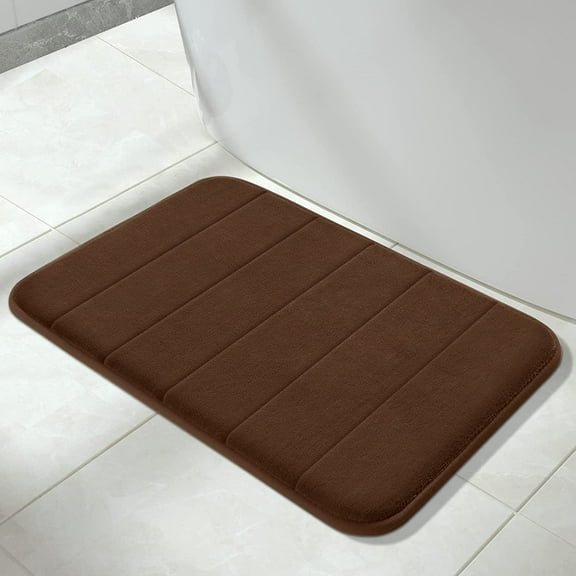 Memory Foam Bath Mat Rug, 24 x 17 Inches, Comfortable, Soft, Super Water Absorption, Machine Wash, Non-Slip, Thick, Easier to Dry for Bathroom Floor Rugs, Brown