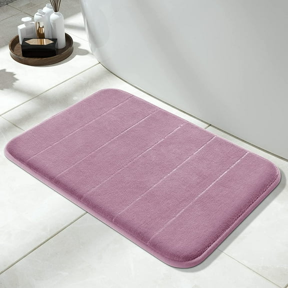 Memory Foam Bath Mat Rug, 24 x 17 Inches, Comfortable, Soft, Super Water Absorption, Machine Wash, Non-Slip, Thick, Easier to Dry for Bathroom Floor Rugs, Mauve