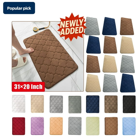 Memory Foam Bath Mat Rug 50*80cm,Ultra Soft and Absorbent Bathroom Rugs,Non-Slip,Comfortable,Machine Washable Bath Carpet for Bathroom Floor,Tub,Shower and Home Decor Accessories,Brown|YISHFHP