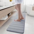 thumbnail image 1 of Memory Foam Bath Mat Rug, 59" x 17", Ultra Soft and Non-Slip Bathroom Rugs, Water Absorbent and Machine Washable Bath Rug Runner for Bathroom, Shower, and Tub, Grey, 1 of 6