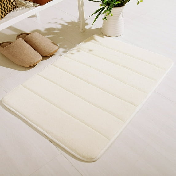 Memory Foam Bath Mat Rug, Bath Rug for Bathroom, 24 x 17 Inches, Comfortable, Soft, Non-Slip, Super Absorbent, Quick Drying Bathroom Rug for Floor, Tub & Shower, Machine Washable