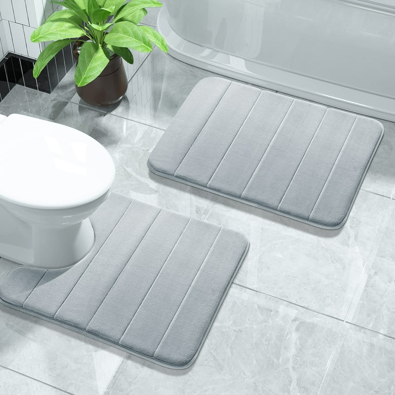 Foinwer Bath Mat Set, Bathroom Rugs for 3 Pieces, Toilet Mats, Soft Comfortable, Water Absorption, Non-Slip, Thick, Easier to Dry for Floor Mats