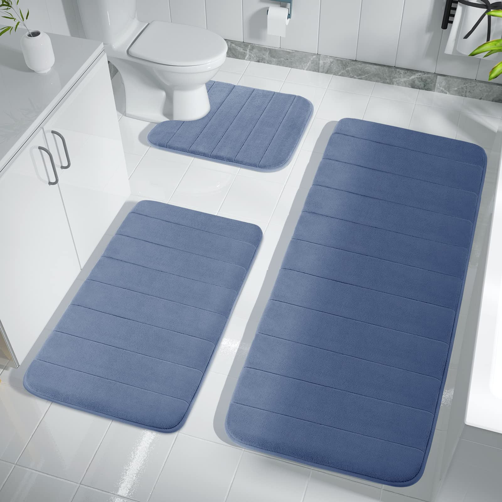 Real Living Titanium 2-Piece Memory Foam Bath Mat Set