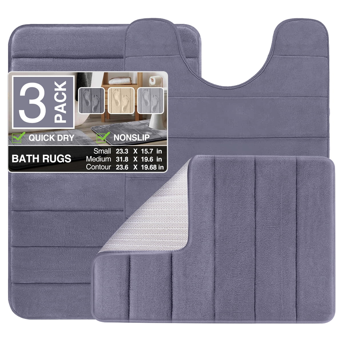 Soft And Non-slip Memory Foam Bath Rug - Quick Drying And