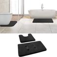 thumbnail image 1 of Memory Foam Bath Mat Set, Extra Soft 2 Piece Bathroom Rugs Non Slip and Absorbent Mats, U-Shaped Contour Rug for Tub Shower & Bath Room,Black, 1 of 7