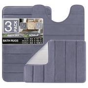 Memory Foam Bath Mat Set, Bath mats for bathroom floor, Toilet Mats, Super Soft Comfortable, Water Absorption, Non-Slip, Thick, Machine Washable, Easier to Dry for Floor Mats
