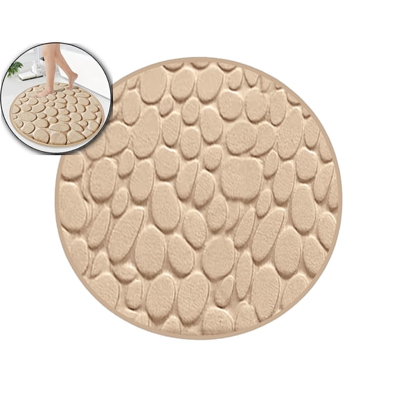 Memory Foam Bath Mat – Square Bathroom Rug with Cobblestone Texture – Ultra-Soft Polyester & PVC Backing, Machine Washable(31.4"x31.4")