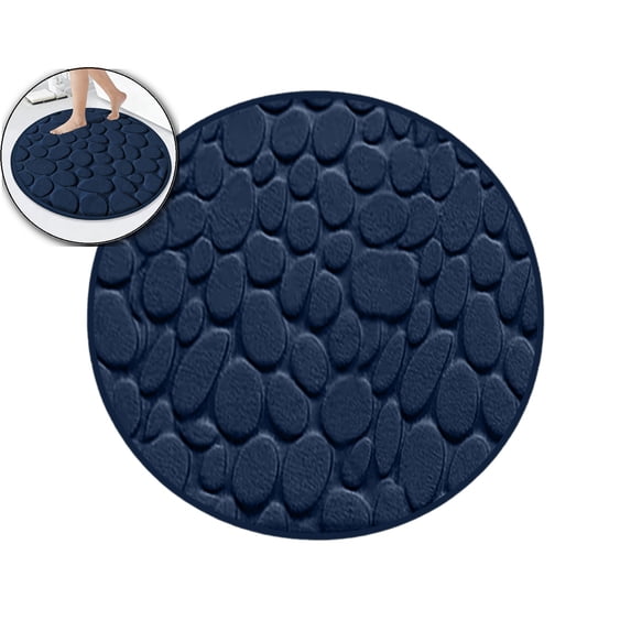 Memory Foam Bath Mat – Square Bathroom Rug with Cobblestone Texture – Ultra-Soft Polyester & PVC Backing, Machine Washable(31.4"x31.4")