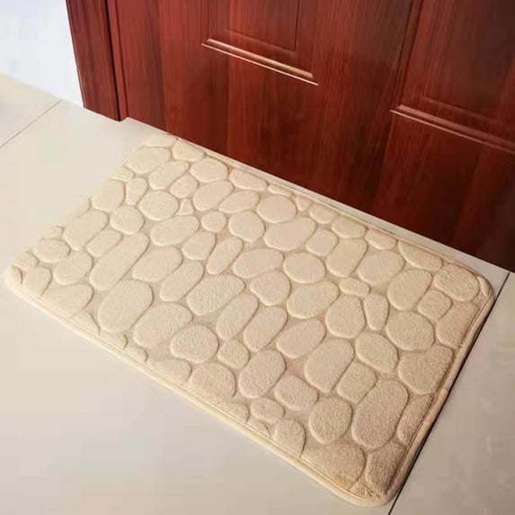 Memory Foam Bath Mat - Ultra Absorbent Non-Slip Shower Rug with 3D Massage Pebbles | Machine Washable Bathroom Carpet for Floor (24x16 Inch)