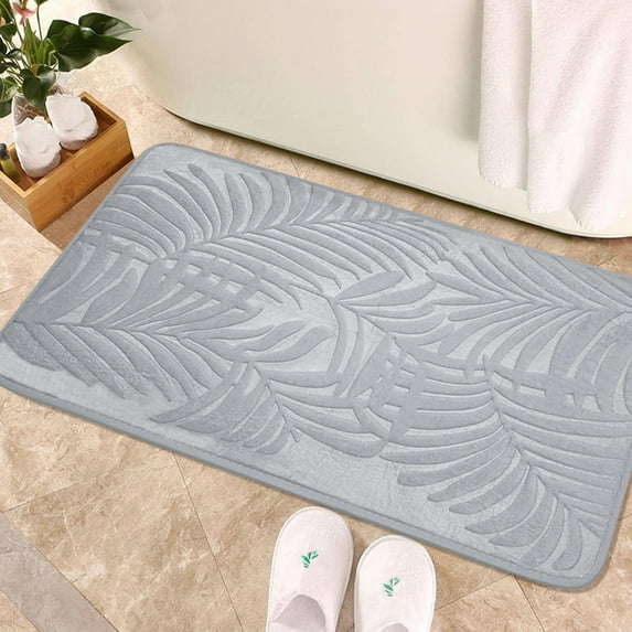 Memory Foam Bath Mat Ultra Soft Shower Mat Absorbent 20"x32" Bathroom Rug Non Slip Light Gray