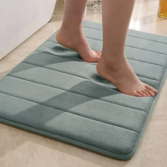 Memory Foam Bath Mats Soft Absorbent Bathroom Rugs 16" x 24",Machine Washable Easy to Clean, Grey