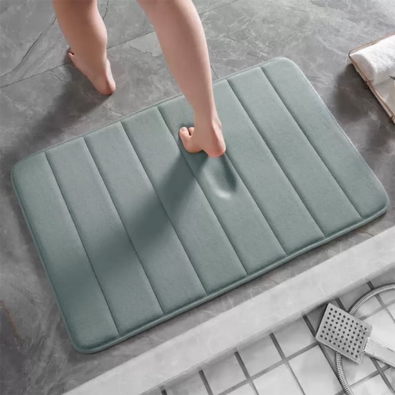 Memory Foam Bath Mats Soft Absorbent Bathroom Rugs 20" x 32",Machine Washable Easy to Clean, Gray