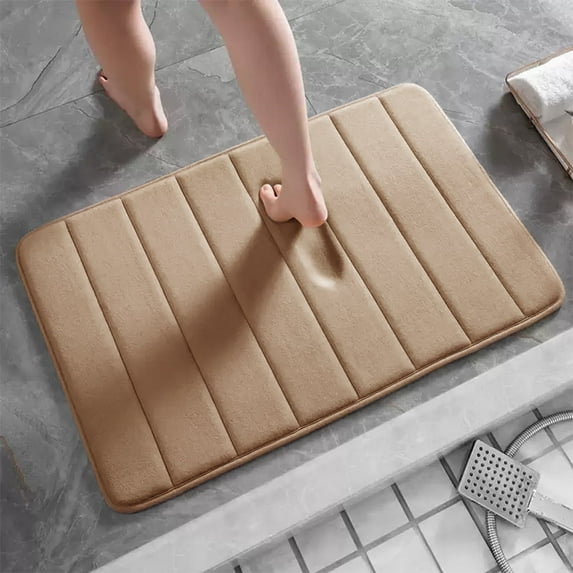 Memory Foam Bath Mats Soft Absorbent Bathroom Rugs 20" x 32",Machine Washable Easy to Clean, Light Brown